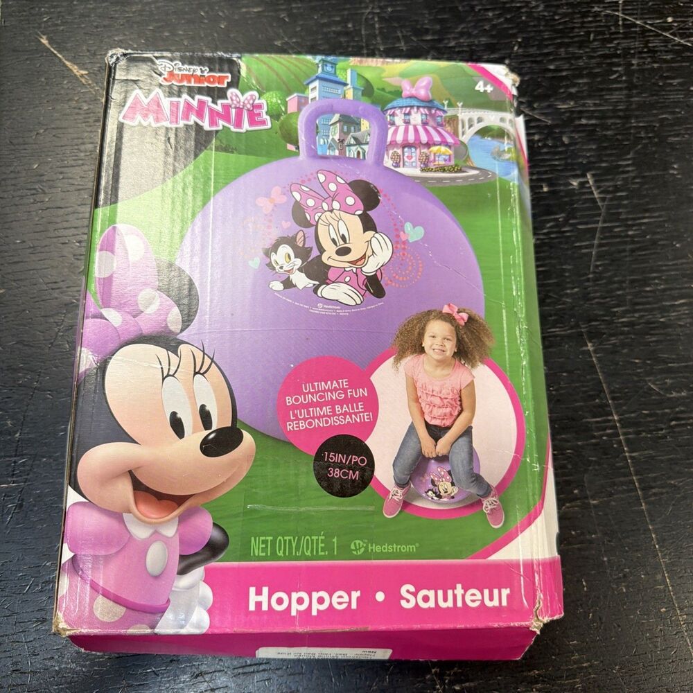 Disney Junior Minnie Hopper Bouncing Ball 15in Purple Grab Grip Handle Age 4 NEW